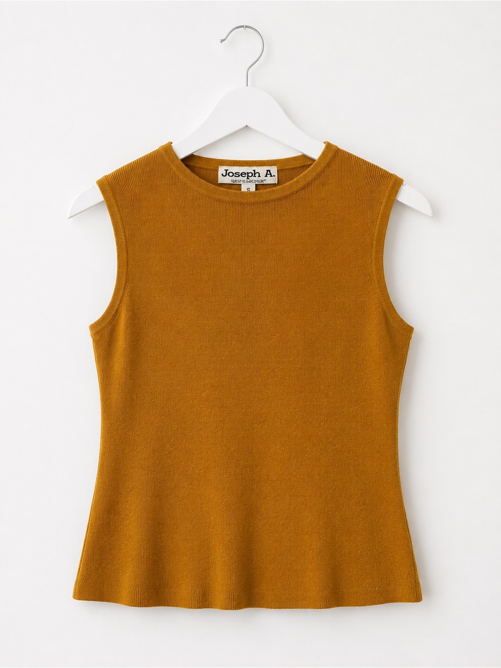 Joseph A. Silk Blend Sleeveless Knit Shell Top Mustard Gold Size Small